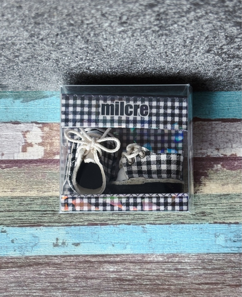 ギンガムチェック靴 オビツ11 10センチぬいサイズ