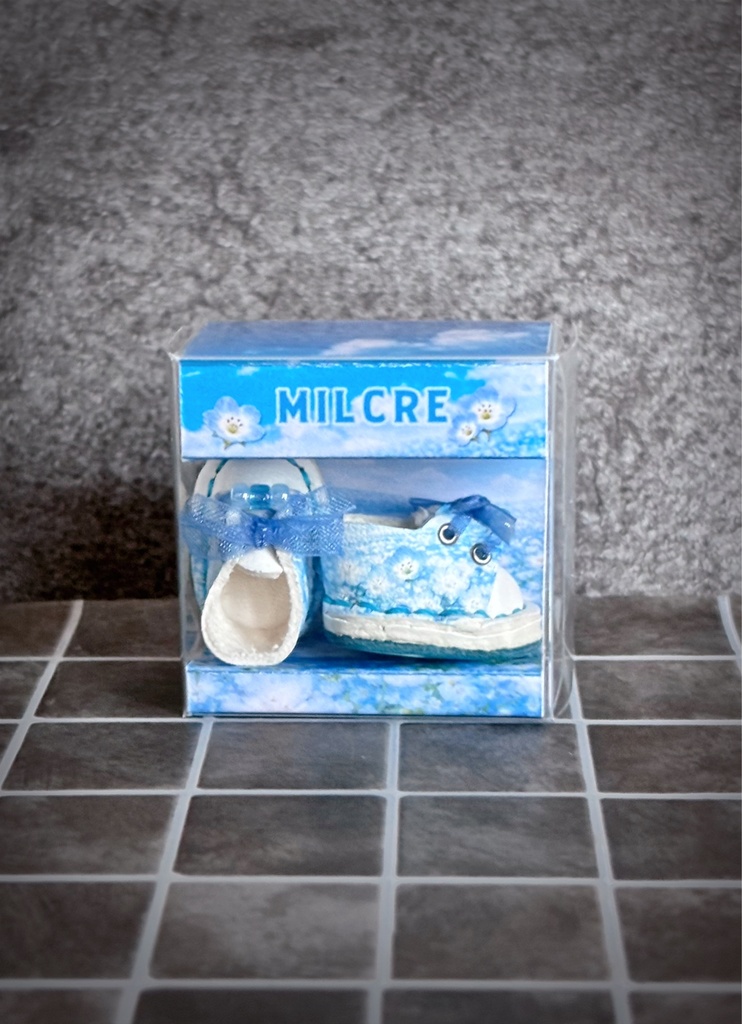 【季節限定】ネモフィラ柄スニーカー💠訳約9~12cmぬい、オビツ11サイズ