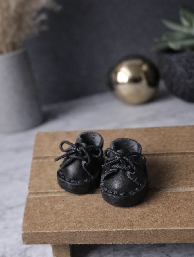 オビツ11 本革靴 モノクロ&ブラック