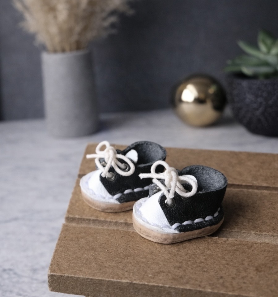 オビツ11 本革靴 モノクロ&ブラック