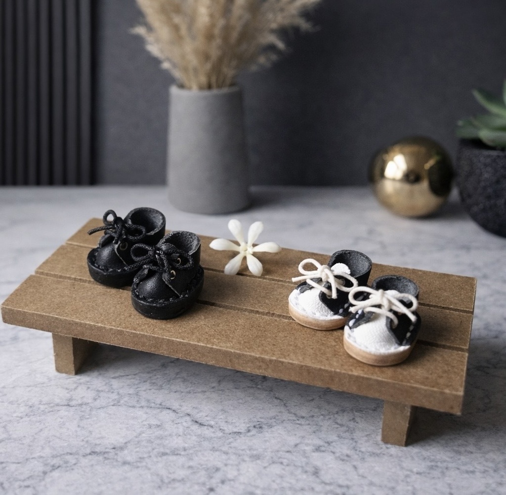 オビツ11 本革靴　モノクロ&ブラック