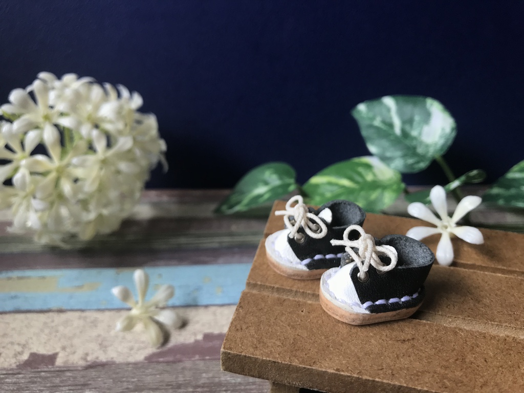 オビツ11 本革靴 モノクロ&ブラック