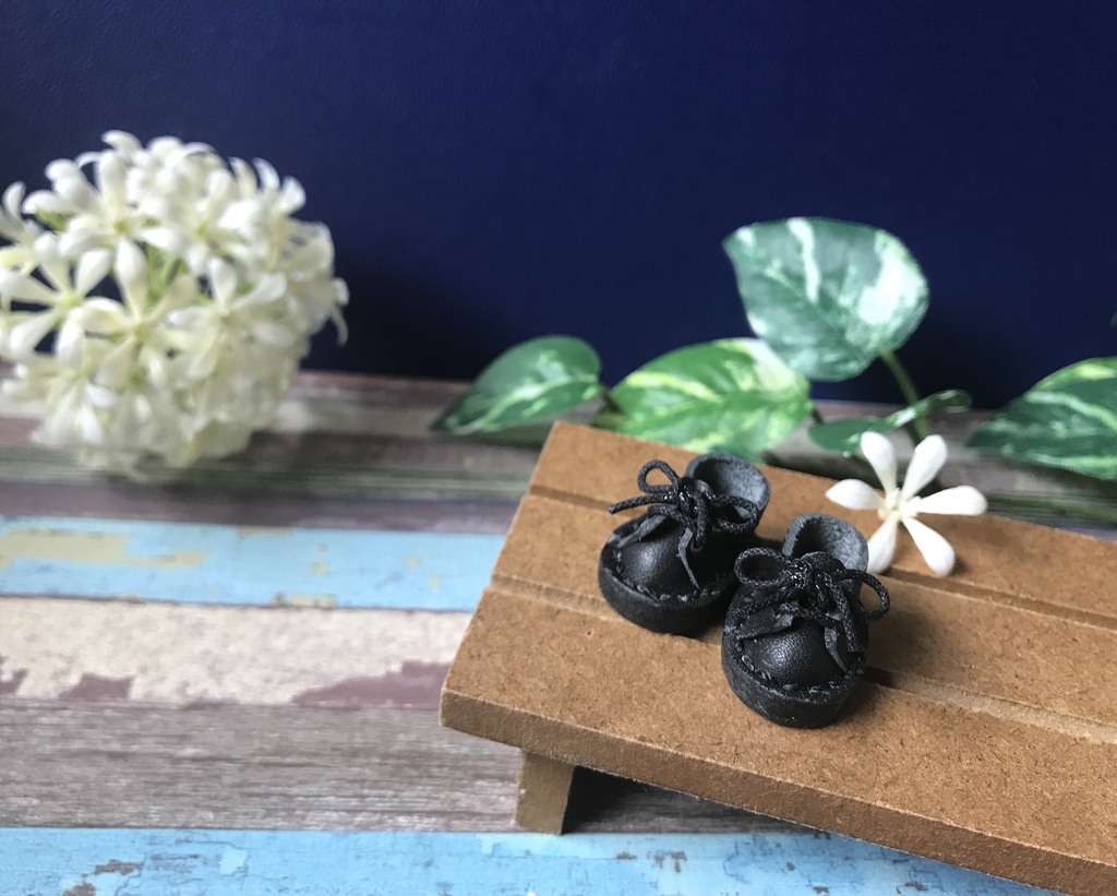 オビツ11 本革靴 モノクロ&ブラック