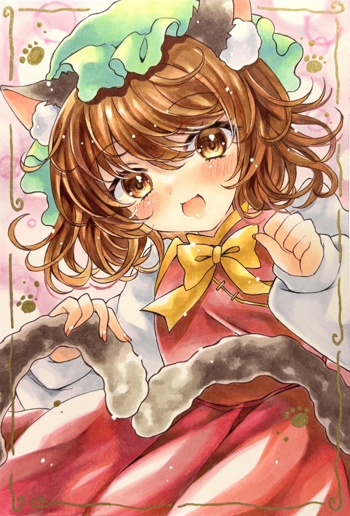 手描きイラスト◇橙　ハガキサイズ【色味注意】