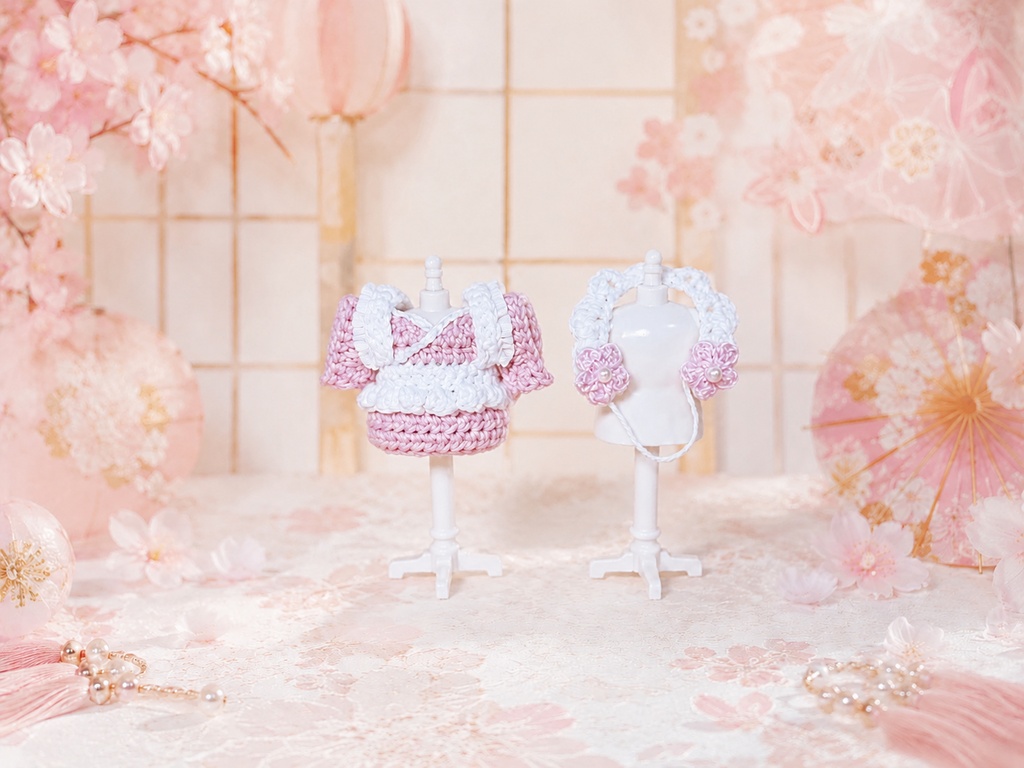 【8cmぬい】和装メイド服set