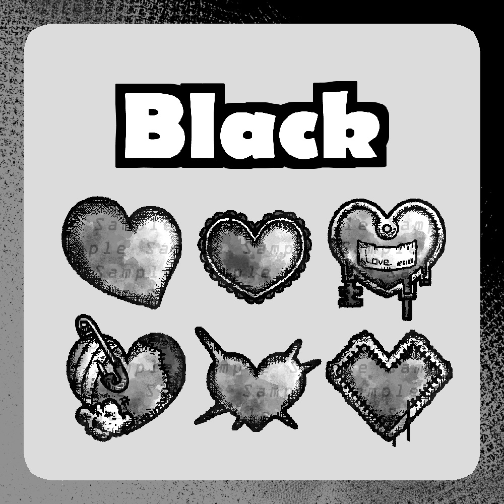 【透過png】ちょっとダークなハート素材【TRPG・Wordpartyなど】