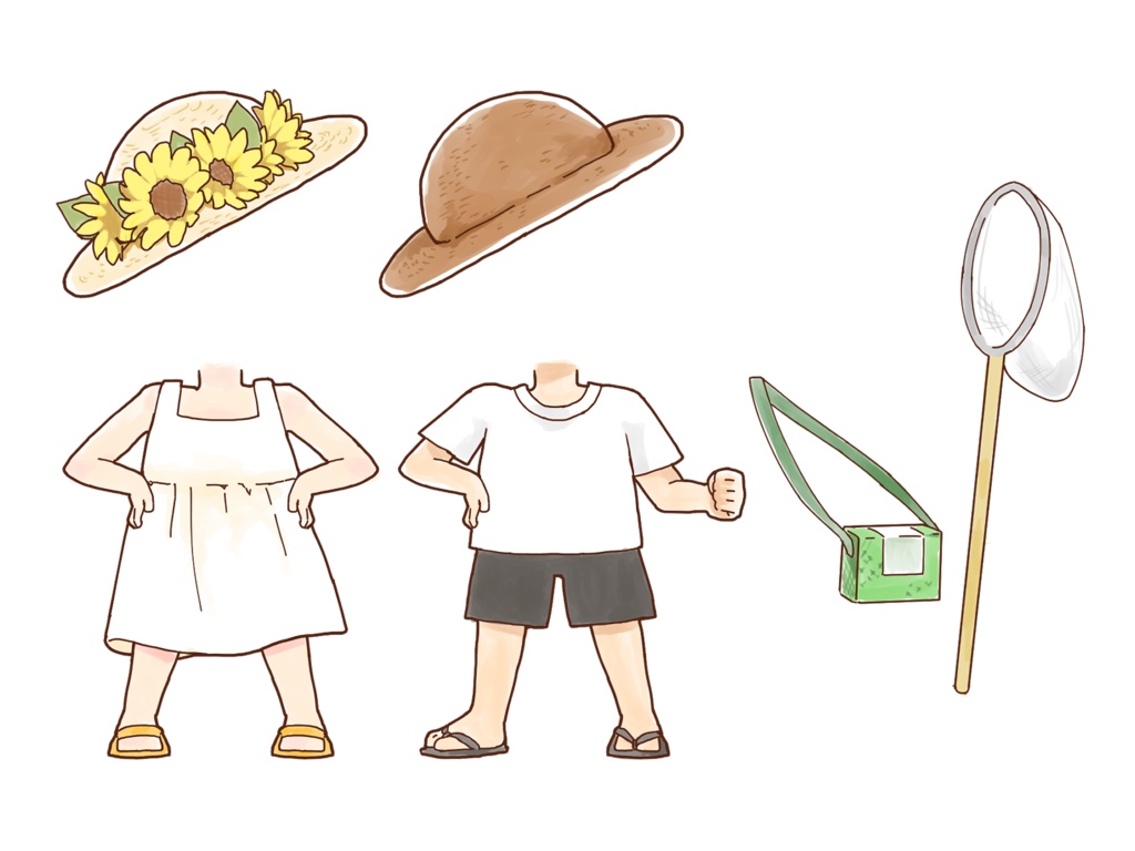【フリー】夏のSDキャラ用素材✨