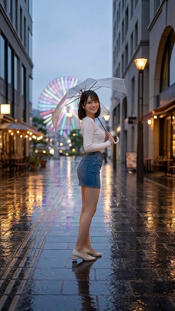 雨上がりの街角、いっしょに入ろうよ。