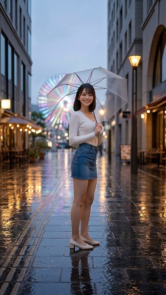 雨上がりの街角、いっしょに入ろうよ。