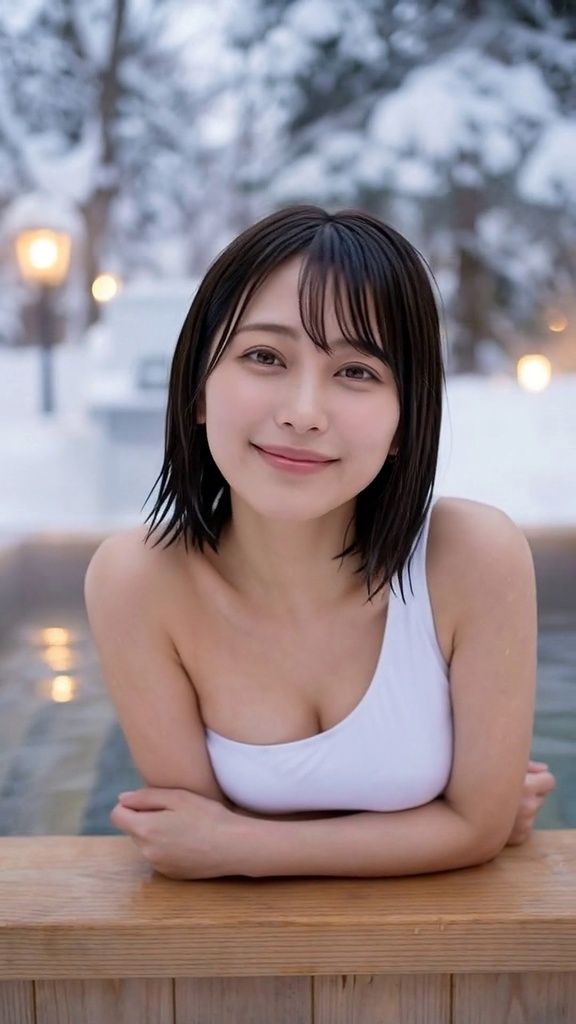 雪のコテージ、一緒に入る?【AI生成・縦動画】