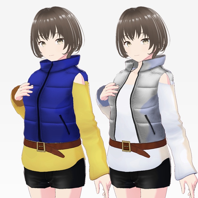 ダウンベスト付ロングTシャツ