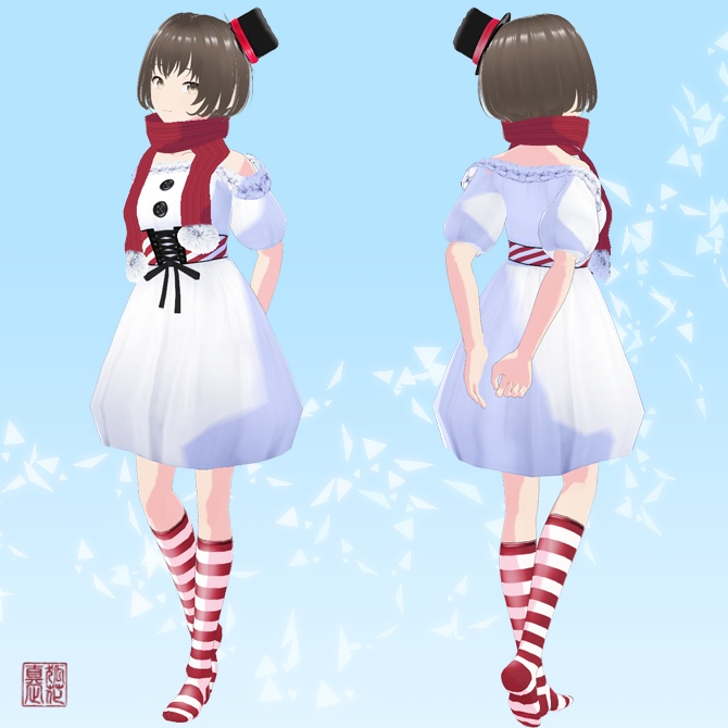 【ミニシルクハット付】バルーンスカートのスノーマンセット