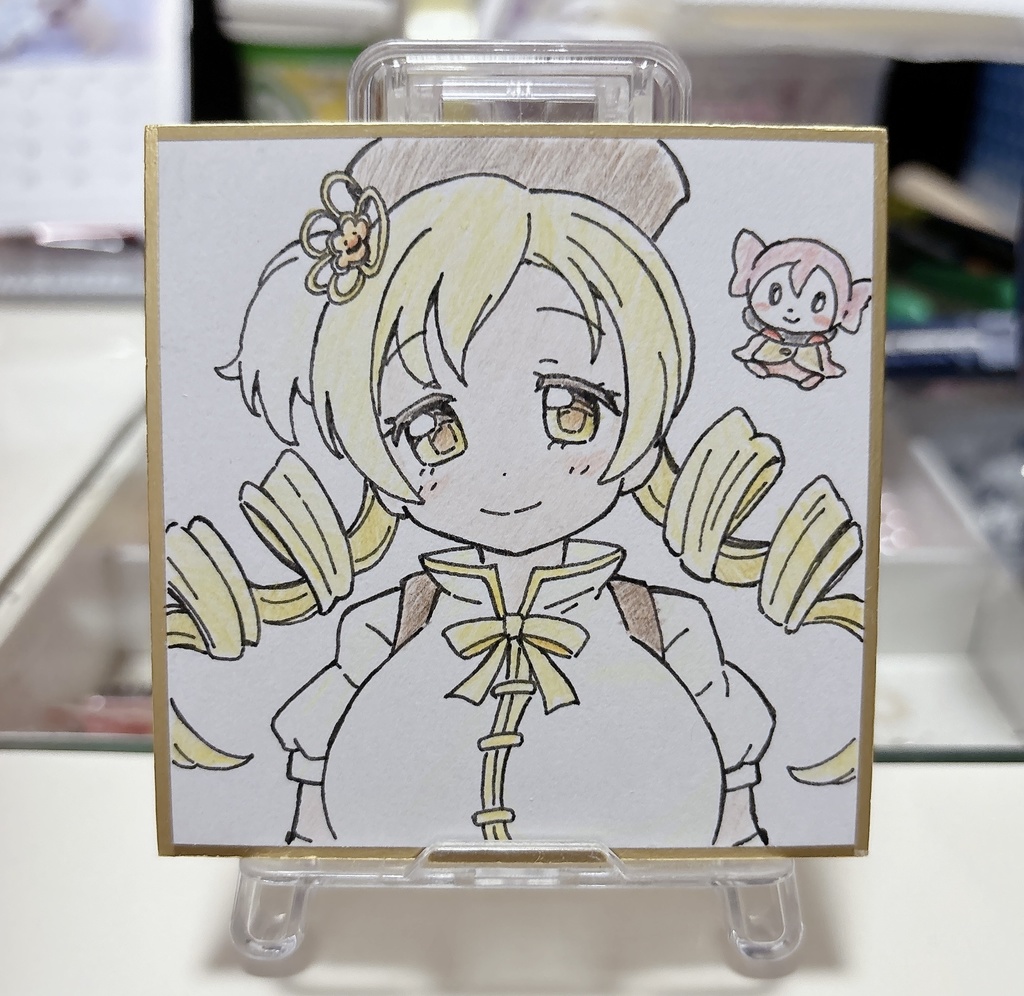 まどかマギカ　巴マミ　水彩色鉛筆ミニ色紙