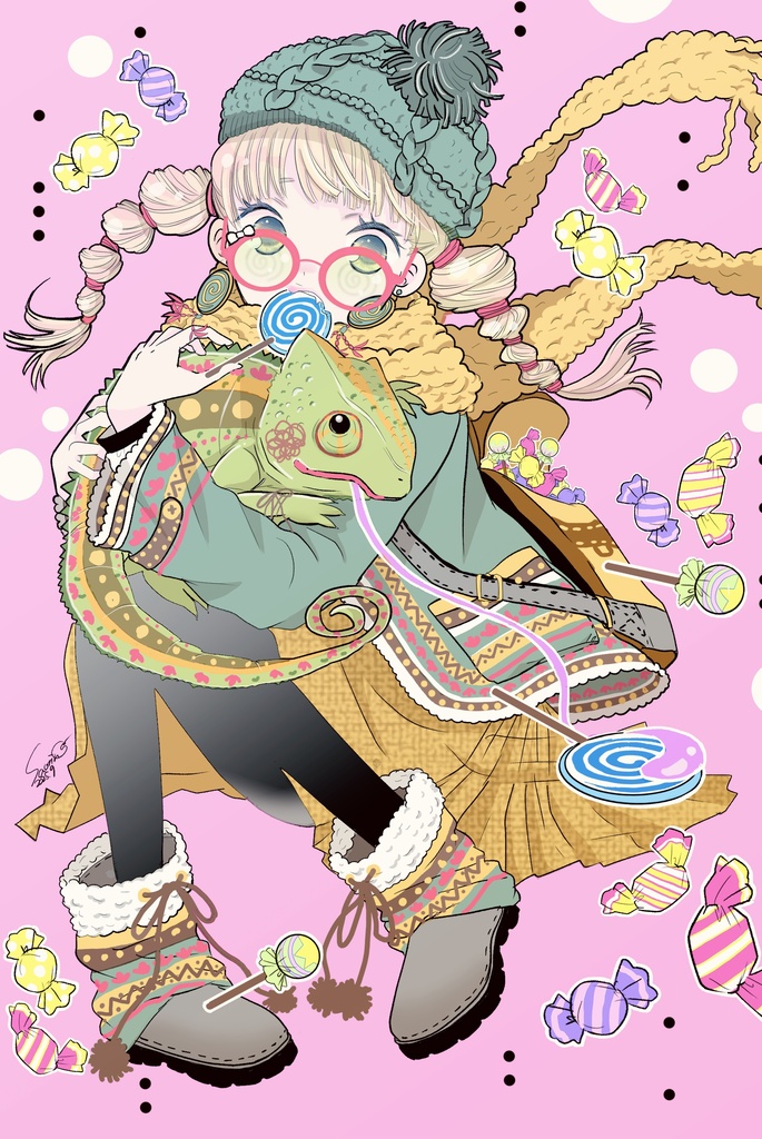 カメレオンと女の子