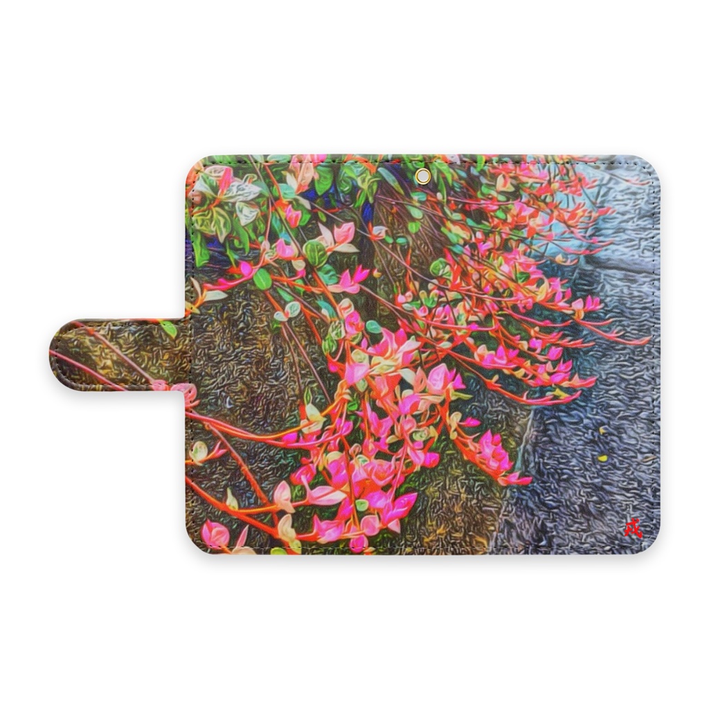 a-164 黄金の華 / 朱鷺茜 小判の木 Breynia nivosa 手帳型Androidケース