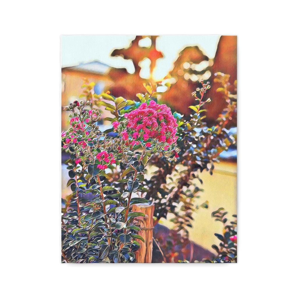 a-190 サルスベリの花 Flower of lagerstroemia indica キャンバス画 F-6