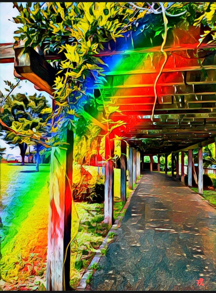 フリー素材: a-163 虹の日 庭園 Rainbow day garden