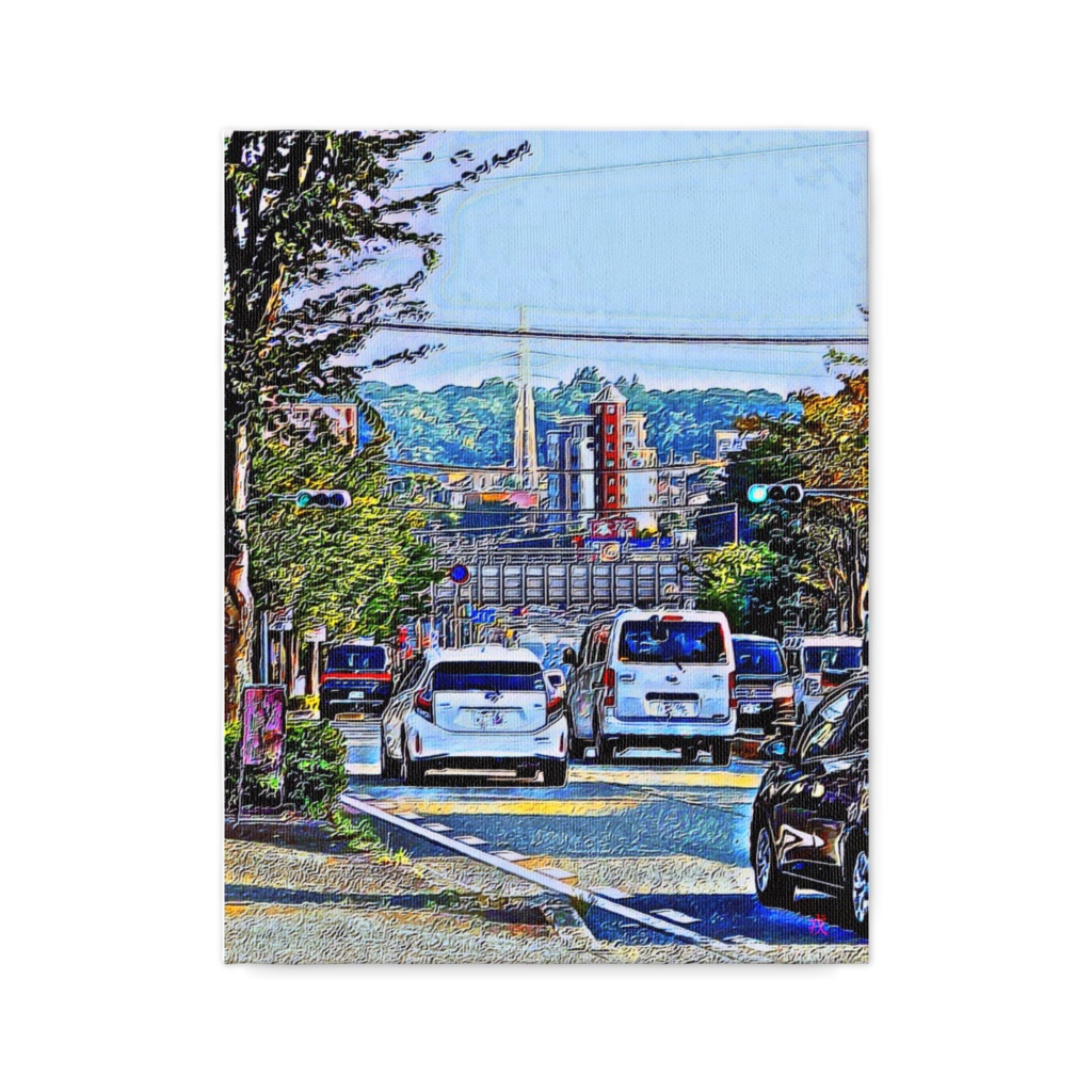 a-201 雑踏 大通 Crowded main avenue キャンバス画 F-6