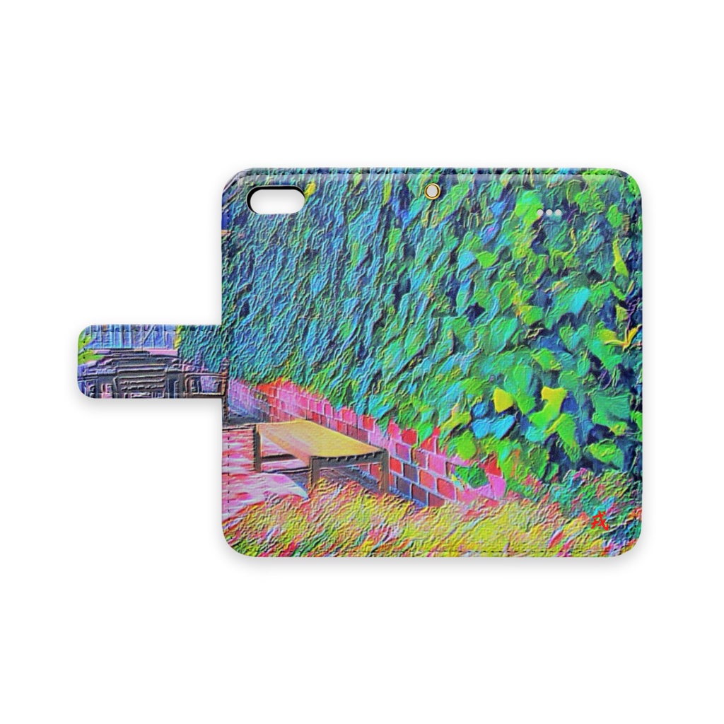 a-208 秋匂う 街角 テラスハウス Autumn smell street corner terrace house 手帳型iPhoneケース