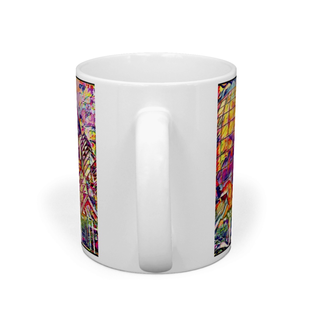 a-288 夕焼け色に映える赤い城 Red castle that shines in the sunset color マグカップ