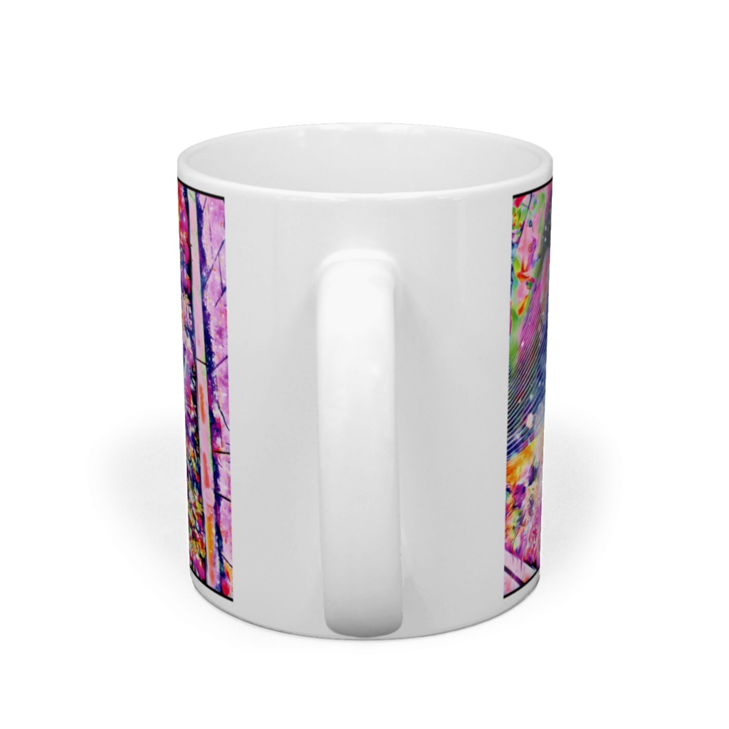 a-291 壁に張り付く海とざわつく虹色の波 The sea sticking to the wall and the rustling rainbow-colored waves マグカップ