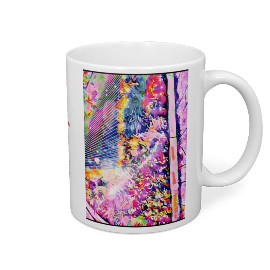 a-291 壁に張り付く海とざわつく虹色の波 The sea sticking to the wall and the rustling rainbow-colored waves マグカップ