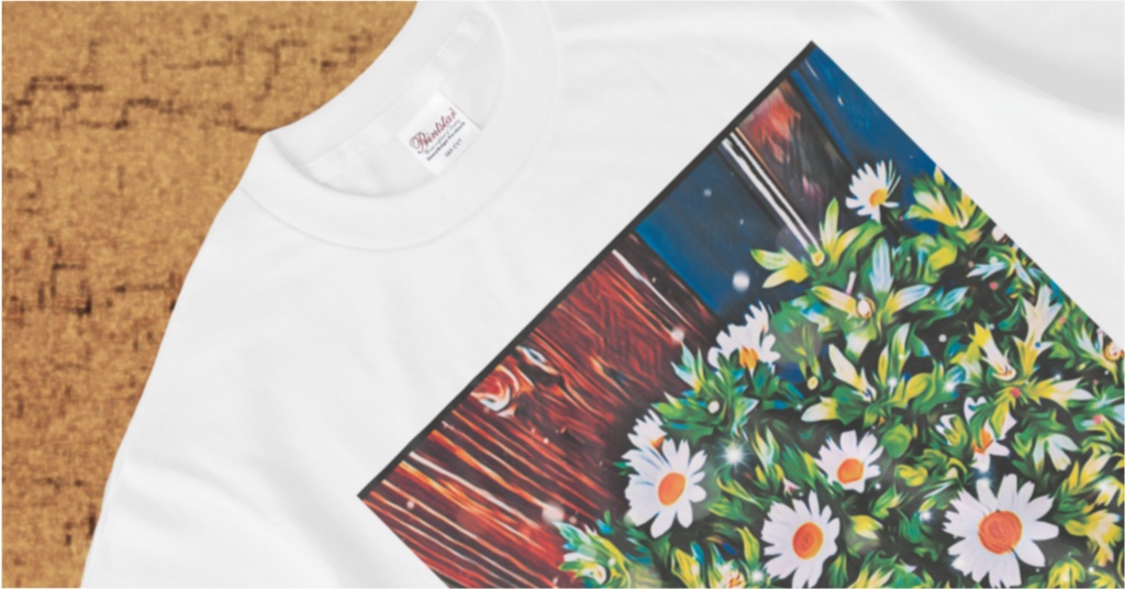 a-374 軒先の花 君を待つ Waiting for the flower at the eaves Tシャツ