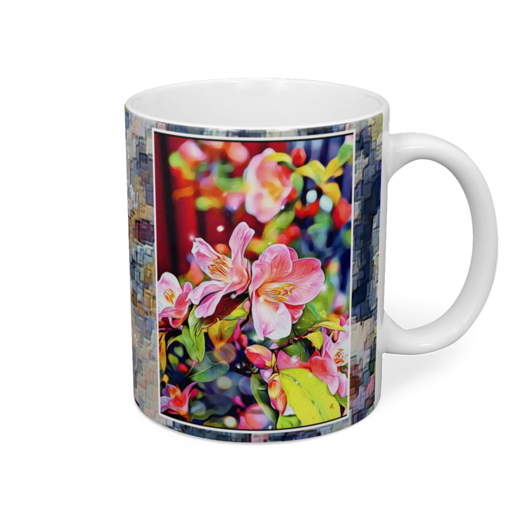 a-394 虹 弾ける 花 Rainbow popping flowers マグカップ