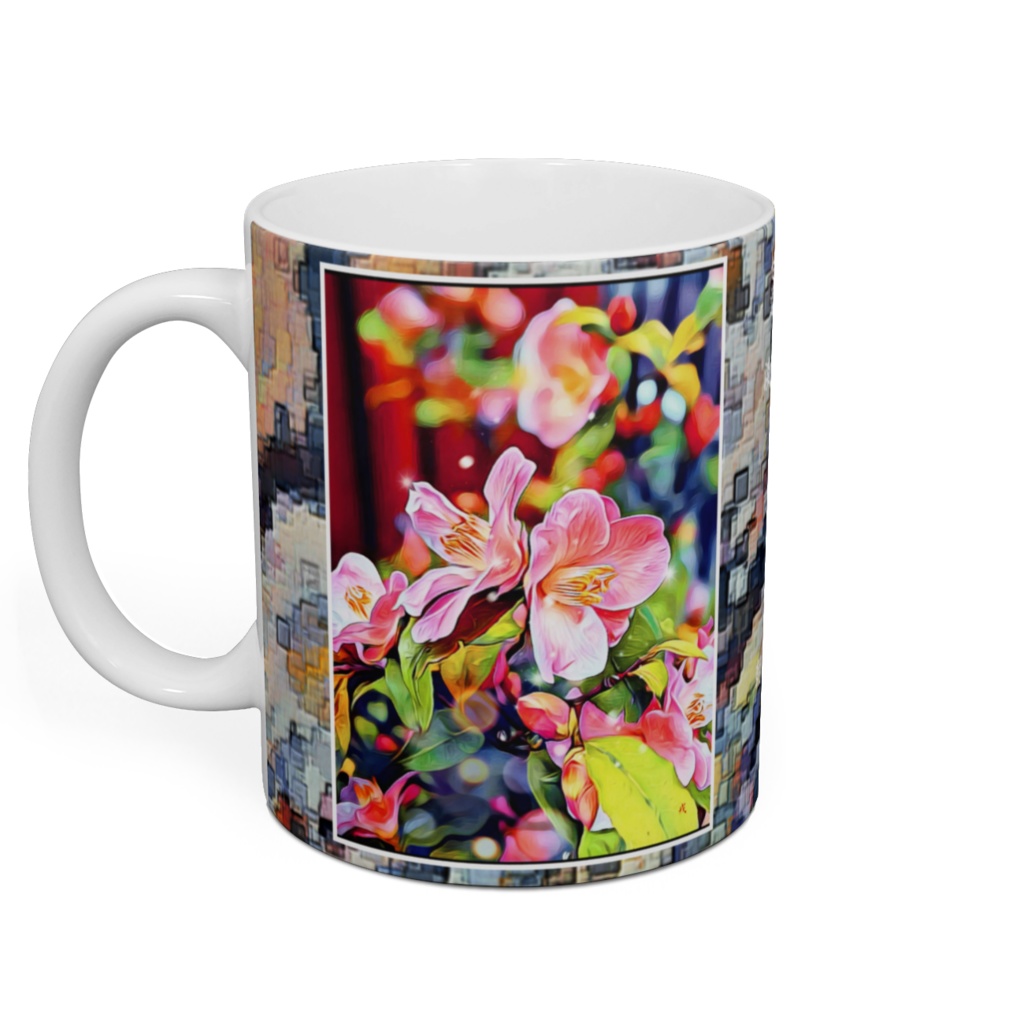 a-394 虹 弾ける 花 Rainbow popping flowers マグカップ