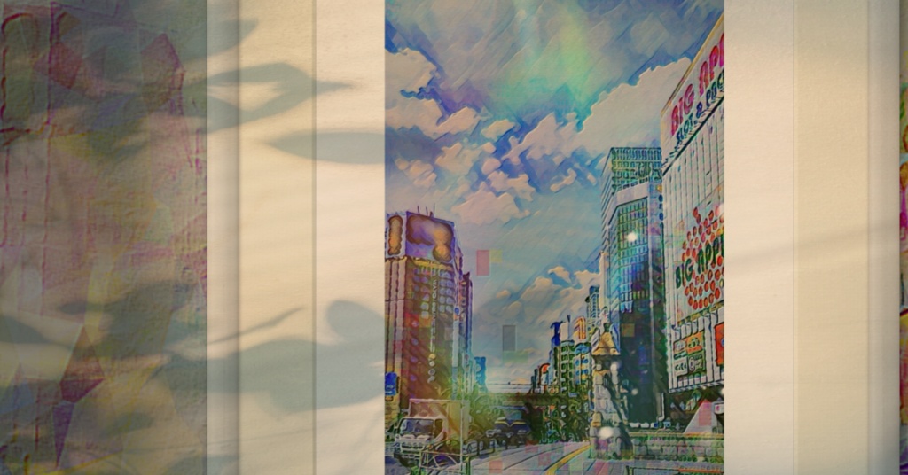 a-483 街 光 色 街はデジタルで出来ていた City Light's Colors The city was made digitally プリモアート(複製画)