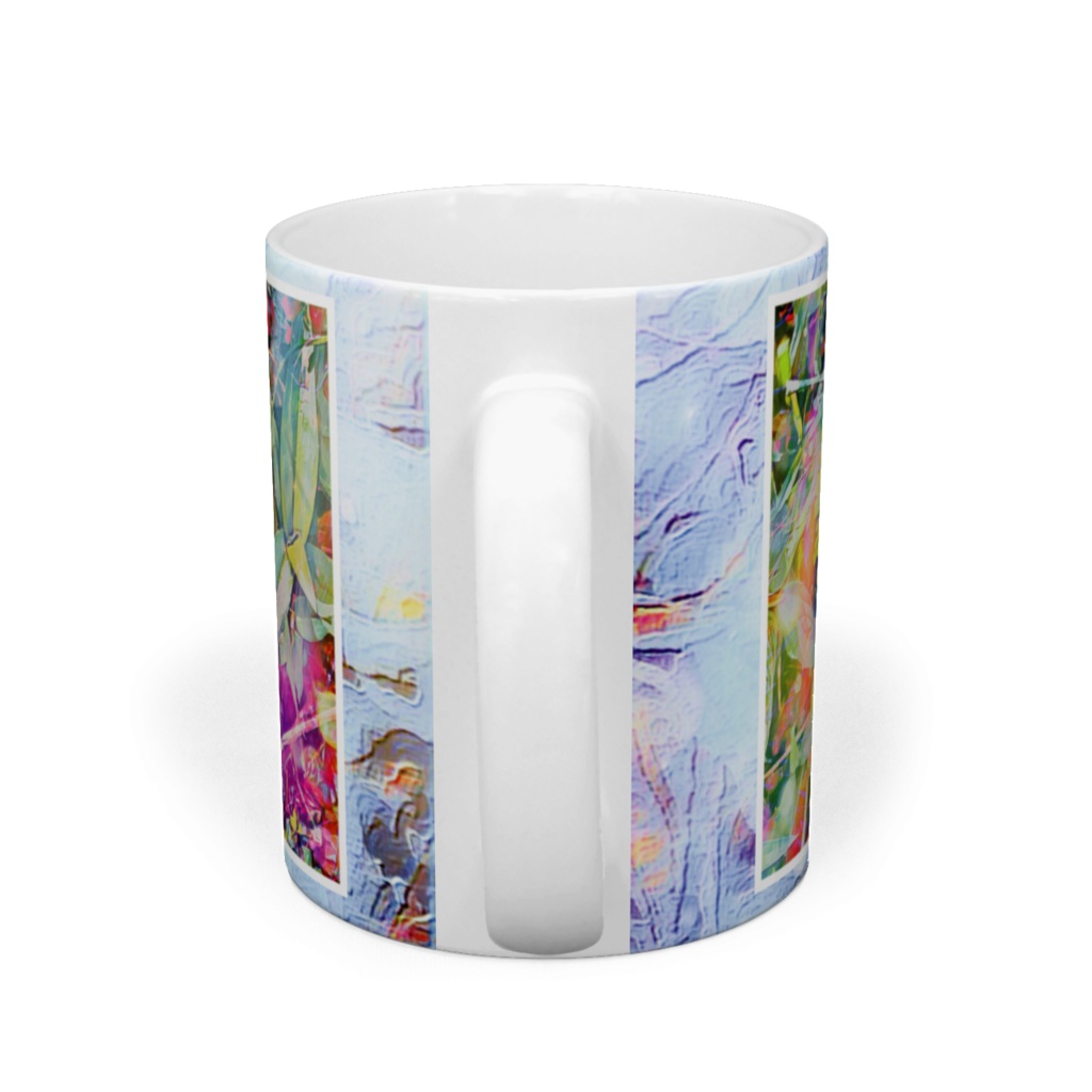 a-554 虹色の蜘蛛の糸 戯れる黄色い花 Rainbow-colored spider thread Playing yellow flowers マグカップ