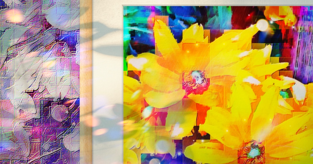 a-559 デジタル ラッピング フラワーズ イエロー Digital Wrapping Flowers Yellow プリモアート(複製画)