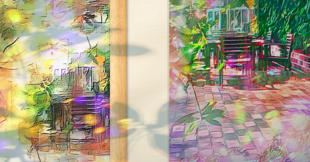 a-584 秋 テラス席で待ち合わせ Meet at the autumn terrace seats プリモアート(複製画)