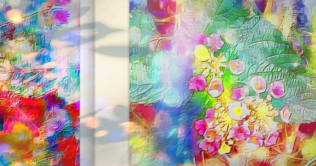 a-588 花 秋 碧光の再現度 Flower autumn blue light reproducibility プリモアート(複製画)