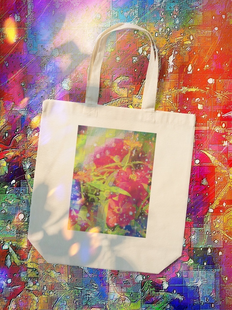 a-594 花 欠けた虹の此方側 Flowers This side of the missing rainbow トートバッグ☆応援企画商品☆