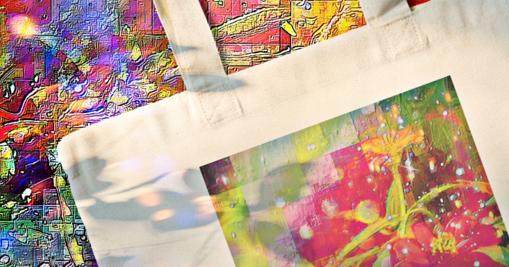 a-594 花 欠けた虹の此方側 Flowers This side of the missing rainbow トートバッグ☆応援企画商品☆