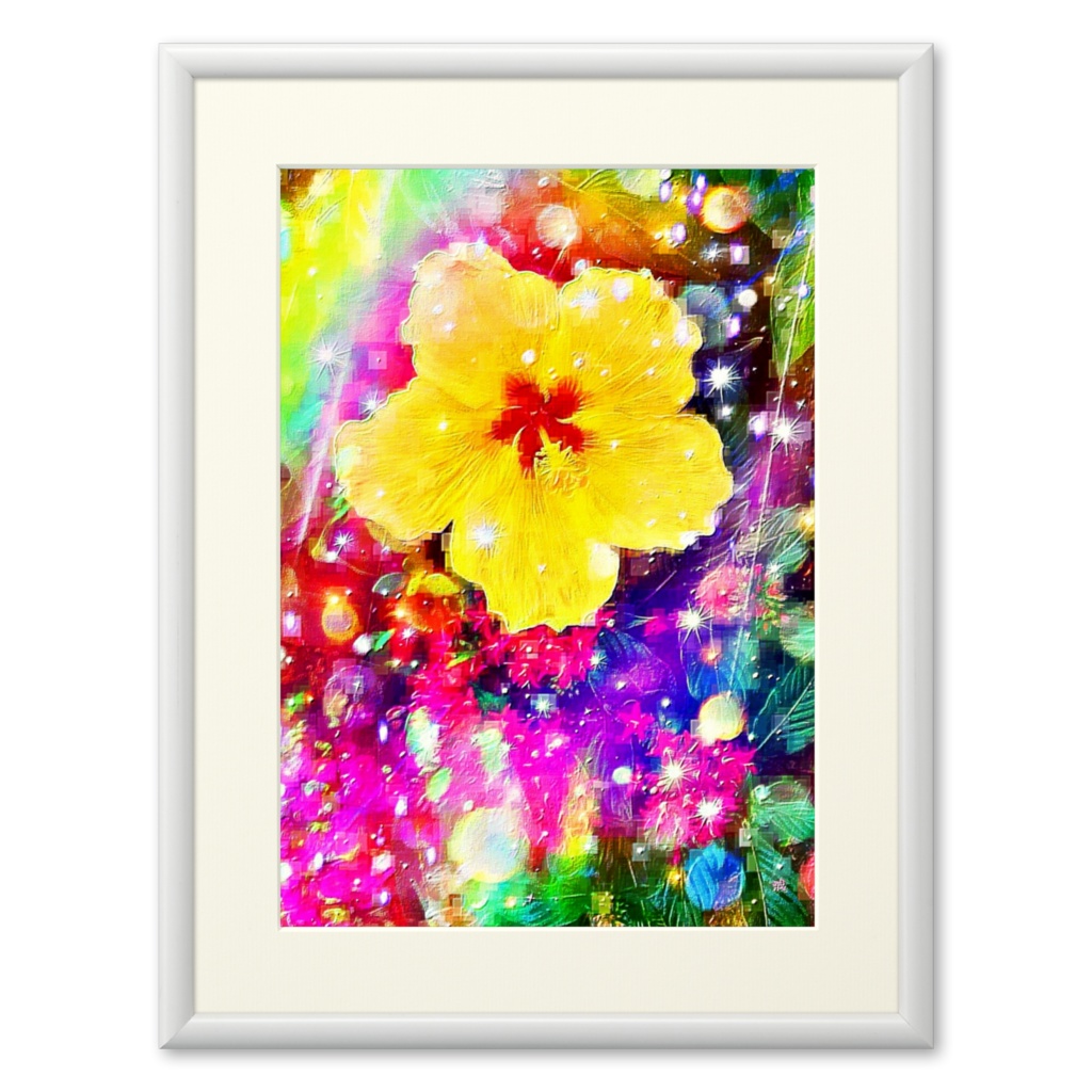 a-596 花 温室のハイビスカス A Flower Greenhouse hibiscus プリモアート(複製画)☆応援企画商品☆