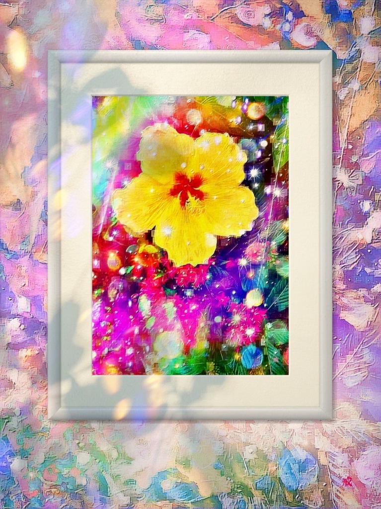 a-596 花 温室のハイビスカス A Flower Greenhouse hibiscus プリモアート(複製画)☆応援企画商品☆