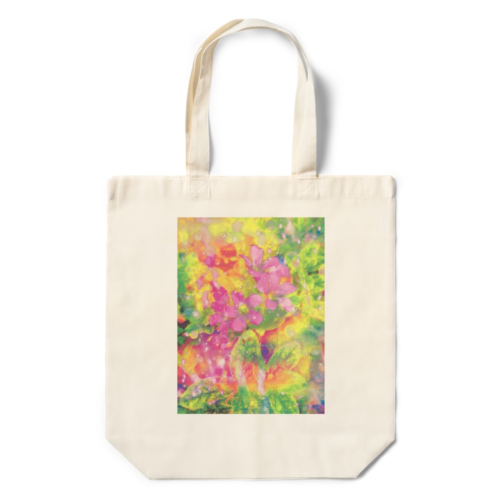 a-602 華 原始の野に咲くピンクの花 Glossy. Pink flowers blooming in the primitive field トートバッグ ☆応援企画商品☆