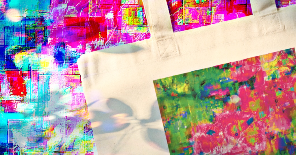 a-635 赤と緑のコントラスト 艷色 ピンクの花 Contrast between Red and Green Glossy Pink flowers トートバッグ ☆応援企画商品☆