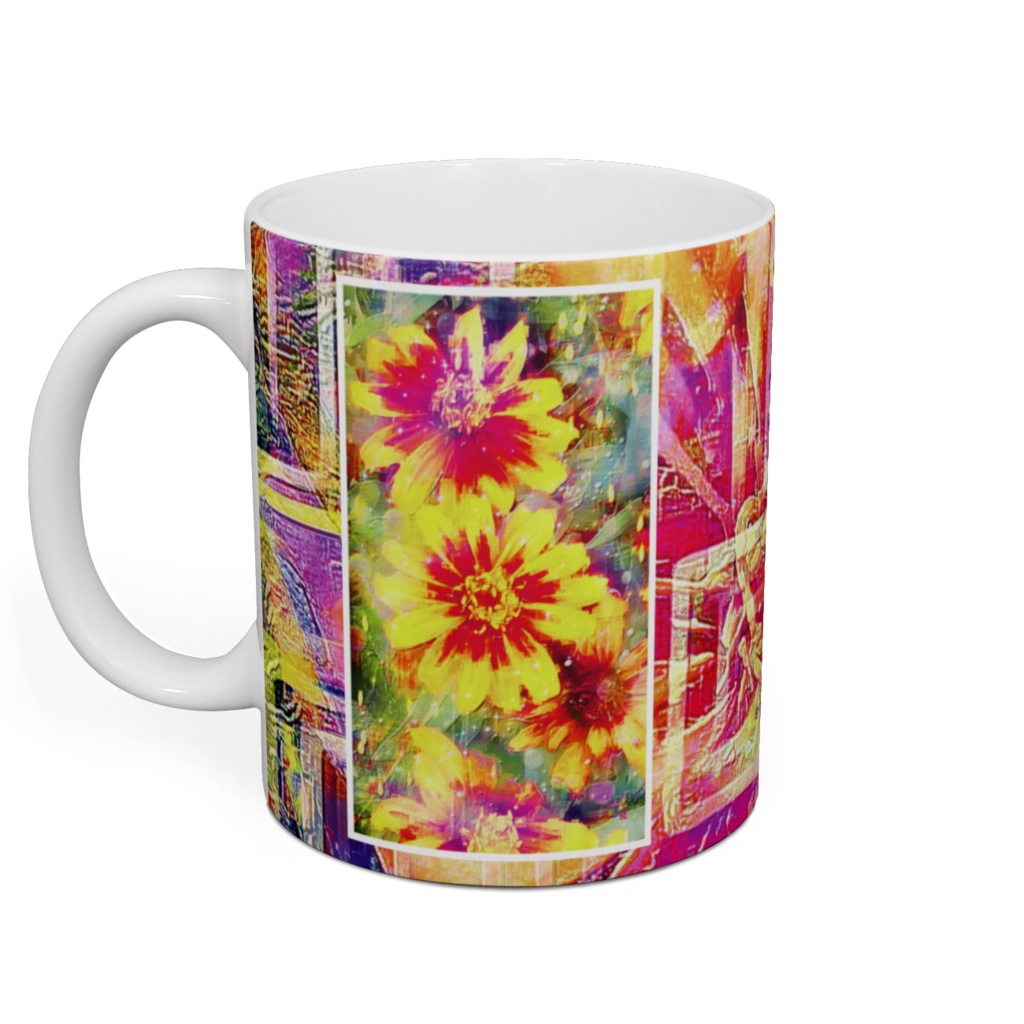a-656 華 移り変わる花の色と光の色彩 Glossy. Changing flower colors and light colors マグカップ ☆応援企画商品☆
