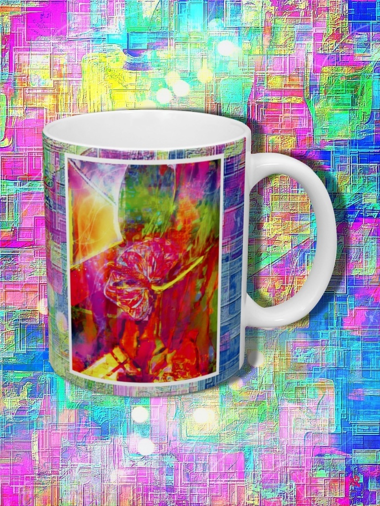 a-664 鏡との対峙 迎合する花 滲むデジタル Confrontation with the mirror. A flower to meet. Blurred digital マグカップ ☆応援企画商品☆