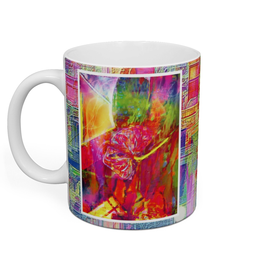 a-664 鏡との対峙 迎合する花 滲むデジタル Confrontation with the mirror. A flower to meet. Blurred digital マグカップ ☆応援企画商品☆