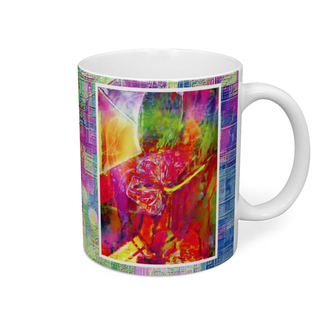 a-664 鏡との対峙 迎合する花 滲むデジタル Confrontation with the mirror. A flower to meet. Blurred digital マグカップ ☆応援企画商品☆