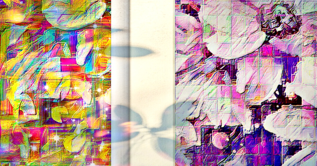 a-665 華 滲む紫のデジタルイリュージョ  ン Glossy Blurred purple digital illusion プリモアート(複製画) ☆応援企画商品☆