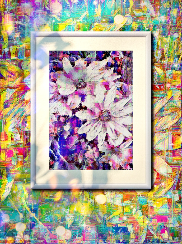 a-665 華 滲む紫のデジタルイリュージョ ン Glossy Blurred purple digital illusion プリモアート(複製画) ☆応援企画商品☆