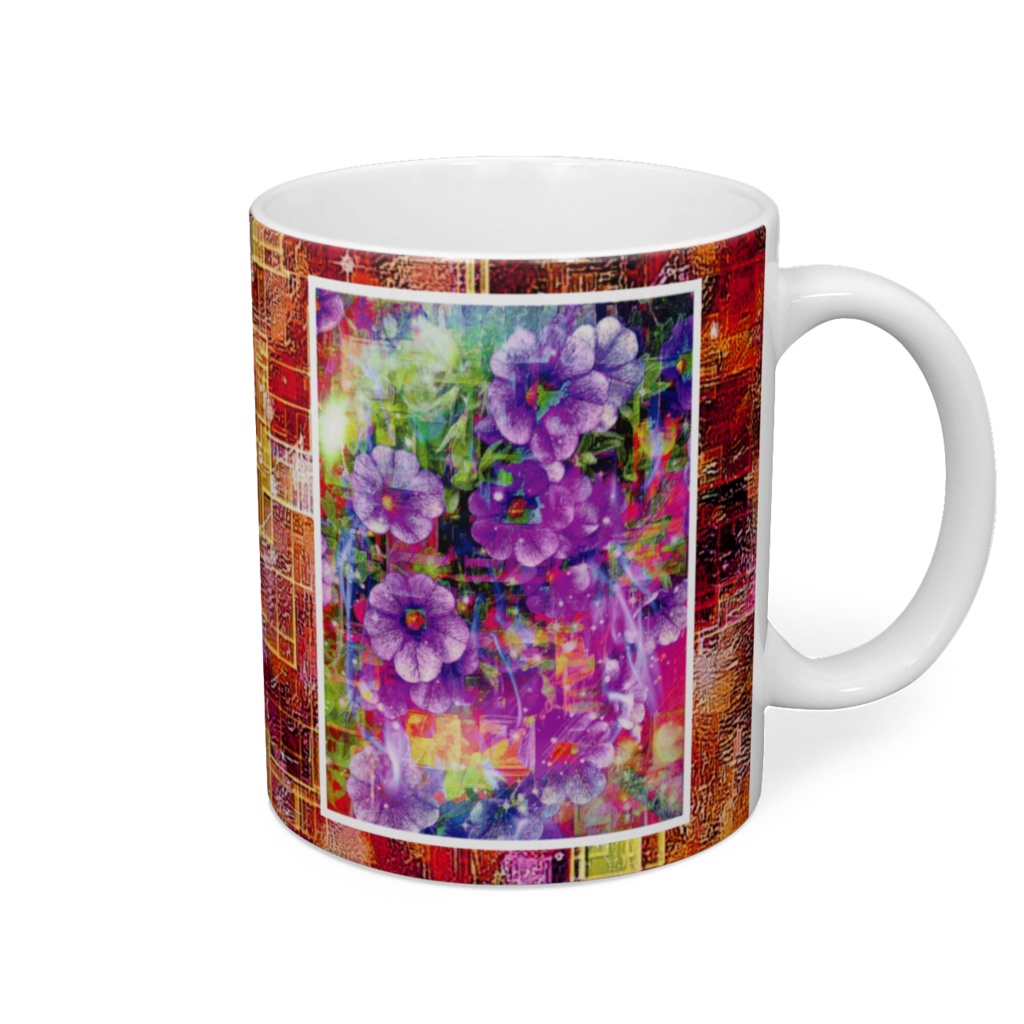 a-668 華 黄昏時 紅い夕陽と心の色 Glossy. At twilight, the red sunset and the color of the heart マグカップ ☆応援企画商品☆