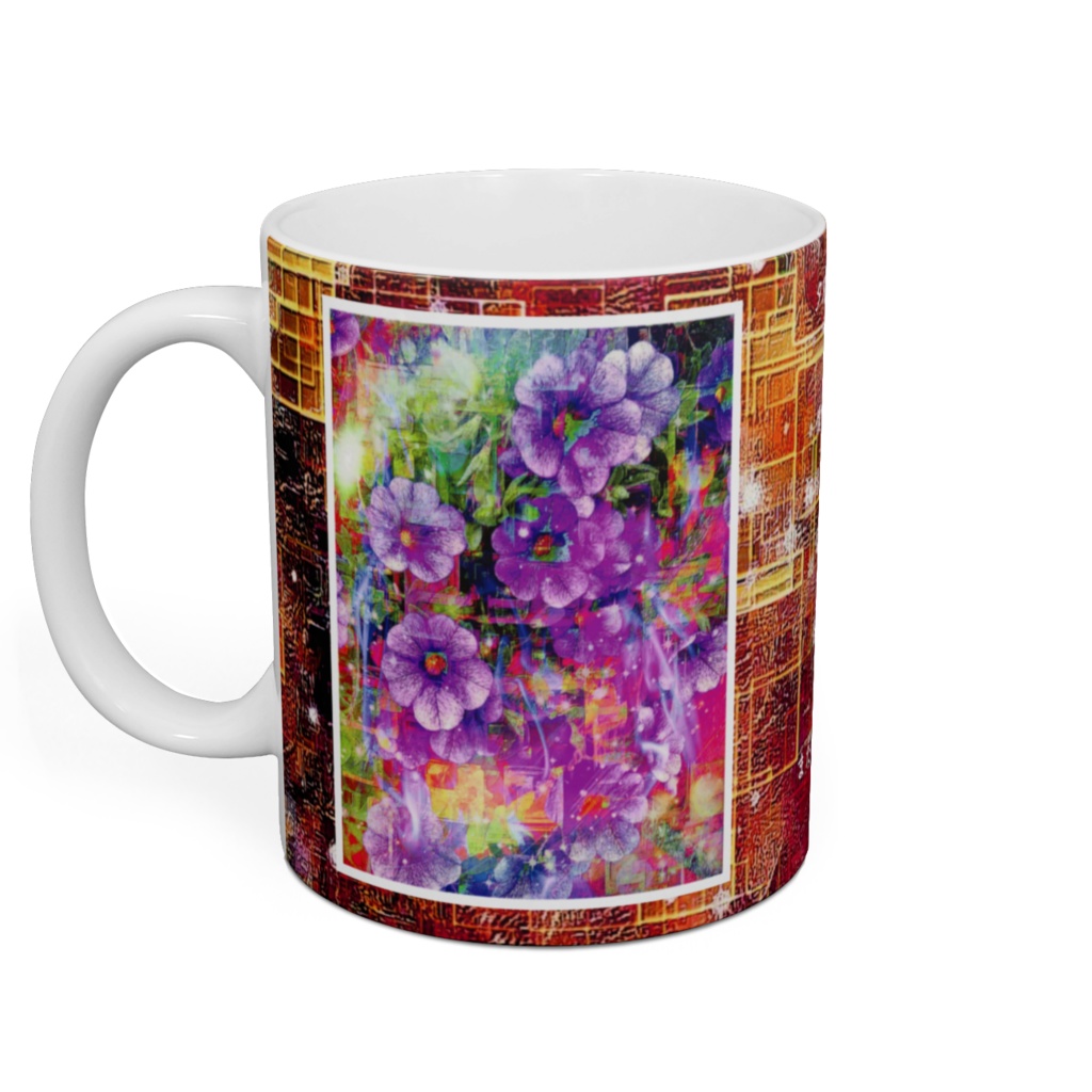 a-668 華 黄昏時 紅い夕陽と心の色 Glossy. At twilight, the red sunset and the color of the heart マグカップ ☆応援企画商品☆