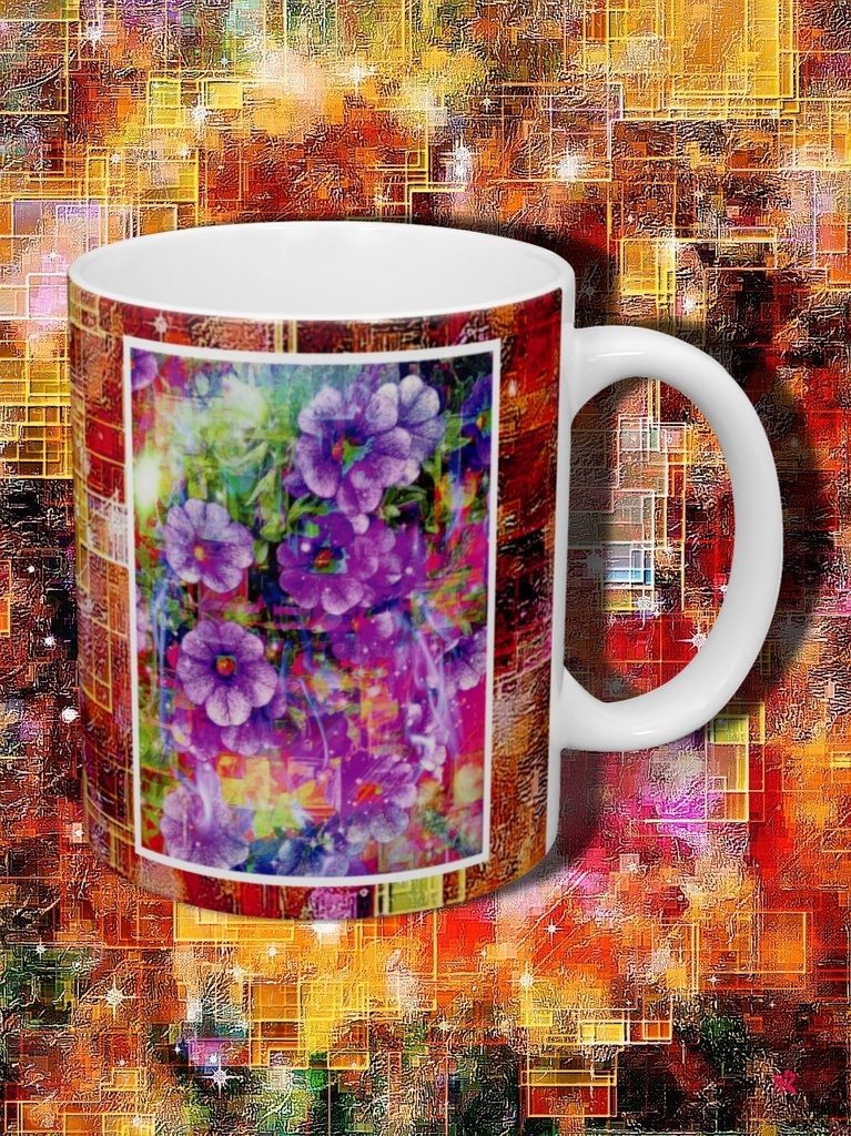 a-668 華 黄昏時 紅い夕陽と心の色 Glossy. At twilight, the red sunset and the color of the heart マグカップ ☆応援企画商品☆