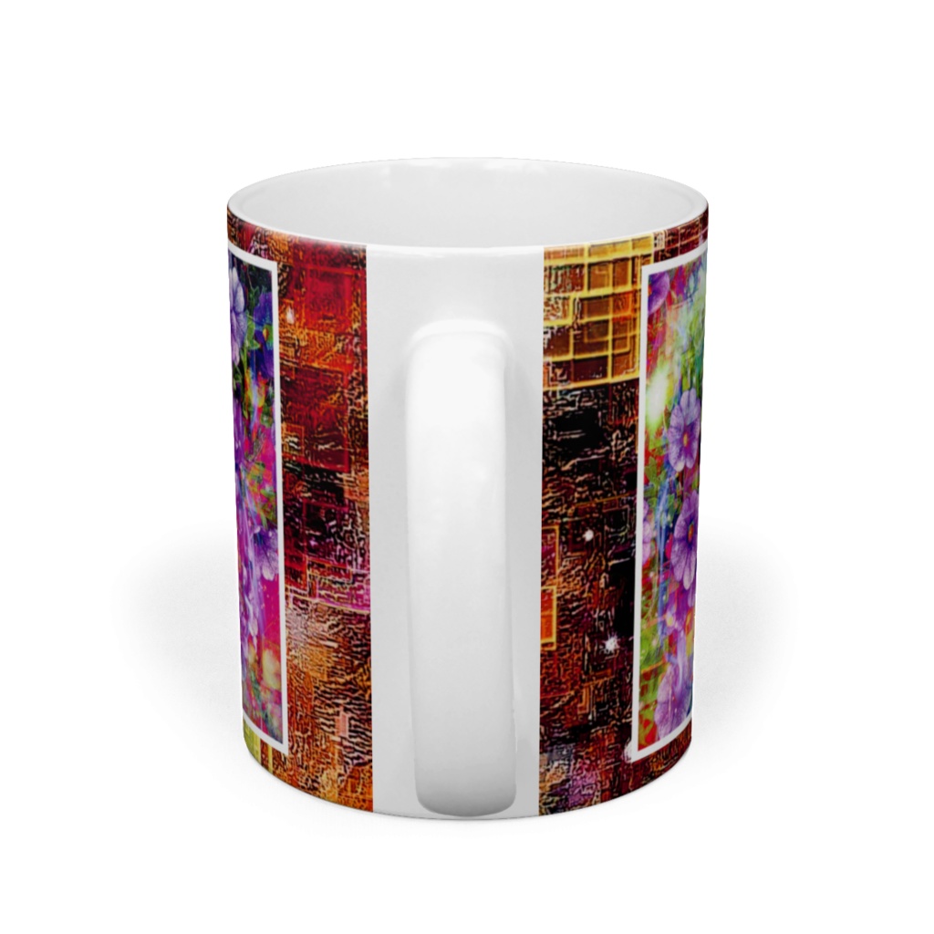 a-668 華 黄昏時 紅い夕陽と心の色 Glossy. At twilight, the red sunset and the color of the heart マグカップ ☆応援企画商品☆